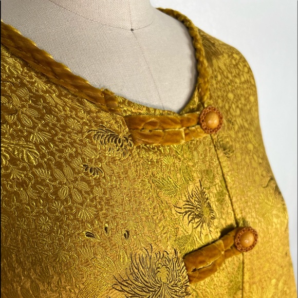 Vintage URU Kristine St. Rrik art to wear yellow gold jacquard oversize jacket - Picture 8 of 11